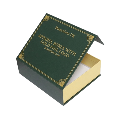 Custom Apparel Boxes With Gold Foil Logo 