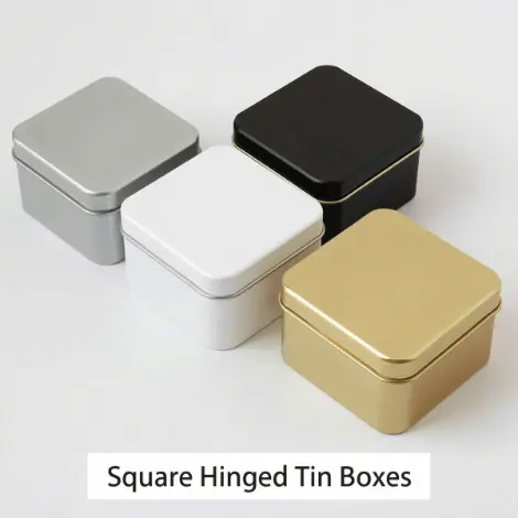 Square Hinged Tin Boxes